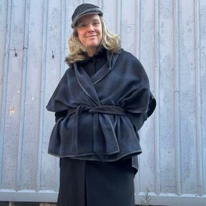 Liu Jo plaid front Wool blend Poncho, One Size